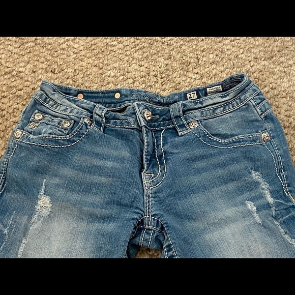 Authentic Miss Me Jean Shorts! Beautiful pink, teal and diamonds! Good condition - Picture 5 of 6